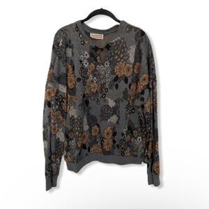 Vintage Season Ticket Women’s Grey Floral Sweatshirt Pullover Size Large